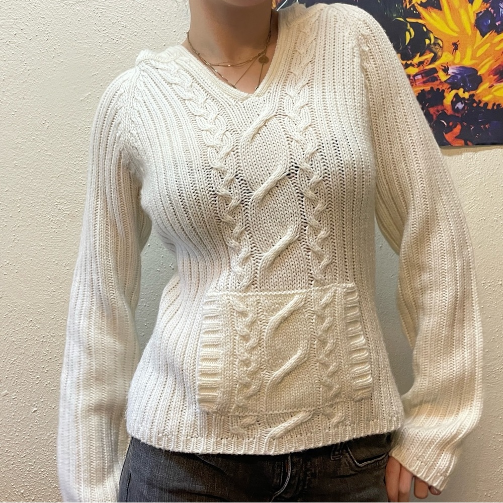 Cable Knit Pullover Hoodie Sweater